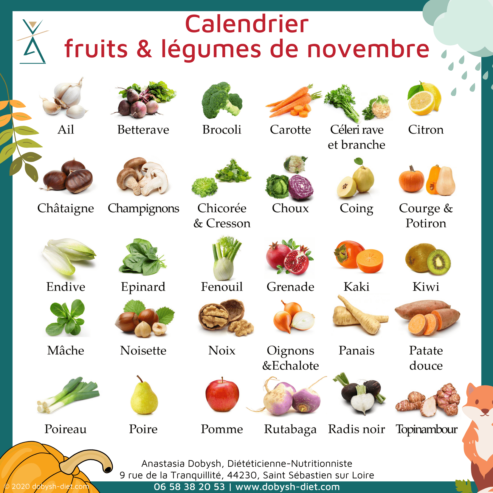 calendrier fruits et légumes novembre